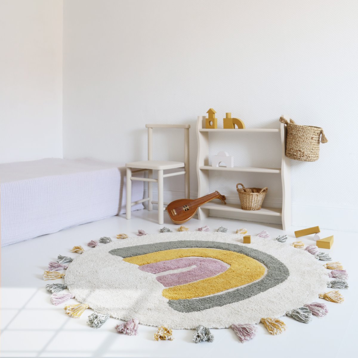 Tapis enfant coton lavable arc en ciel RAINBOW moss, NATTIOT