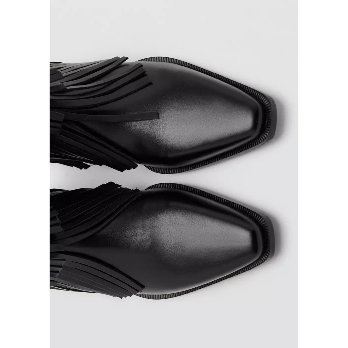 Bottines cuir talon franges noir, MANGO TEEN