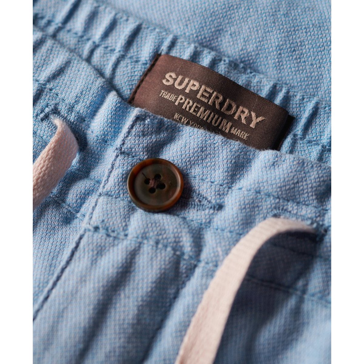 Short en lin avec cordon de serrage bleu/optic, SUPERDRY