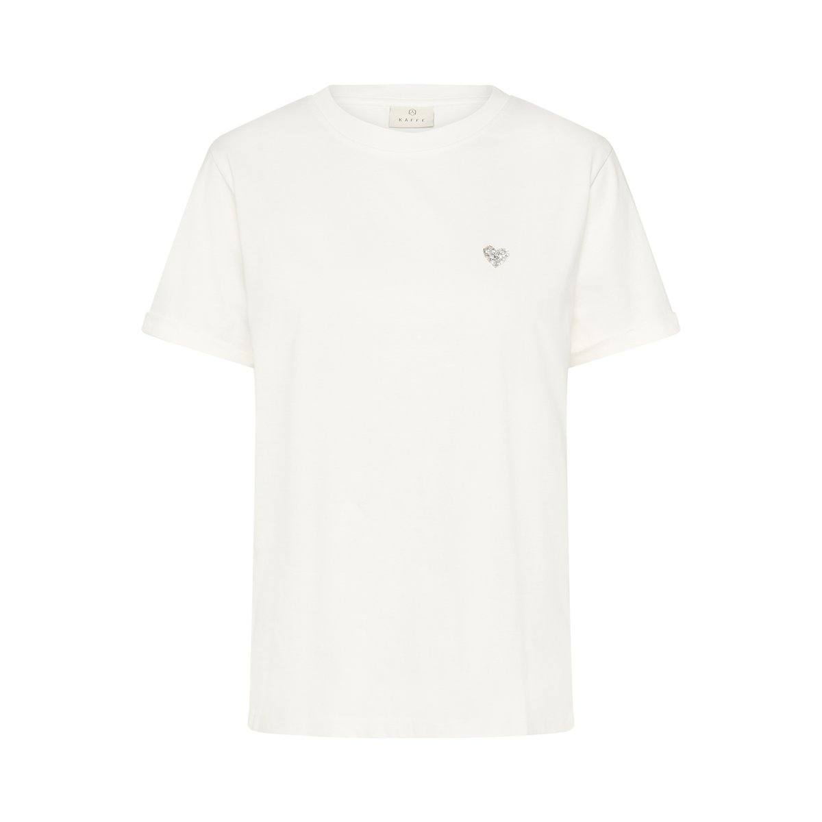 T-shirt à manches courtes blanc chalk w. silver heart, KAFFE
