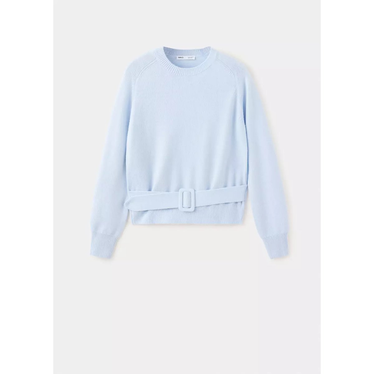 Pull en jersey avec ceinture à boucle bleu ciel, MANGO