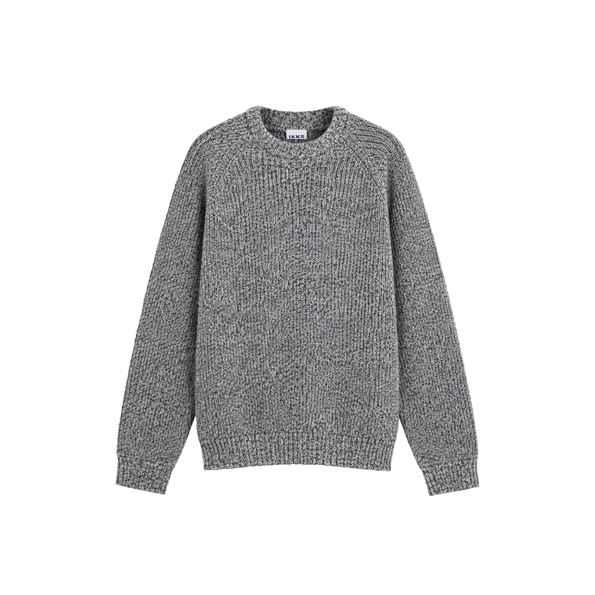 Pull col rond tricot mouliné gris souris, IKKS
