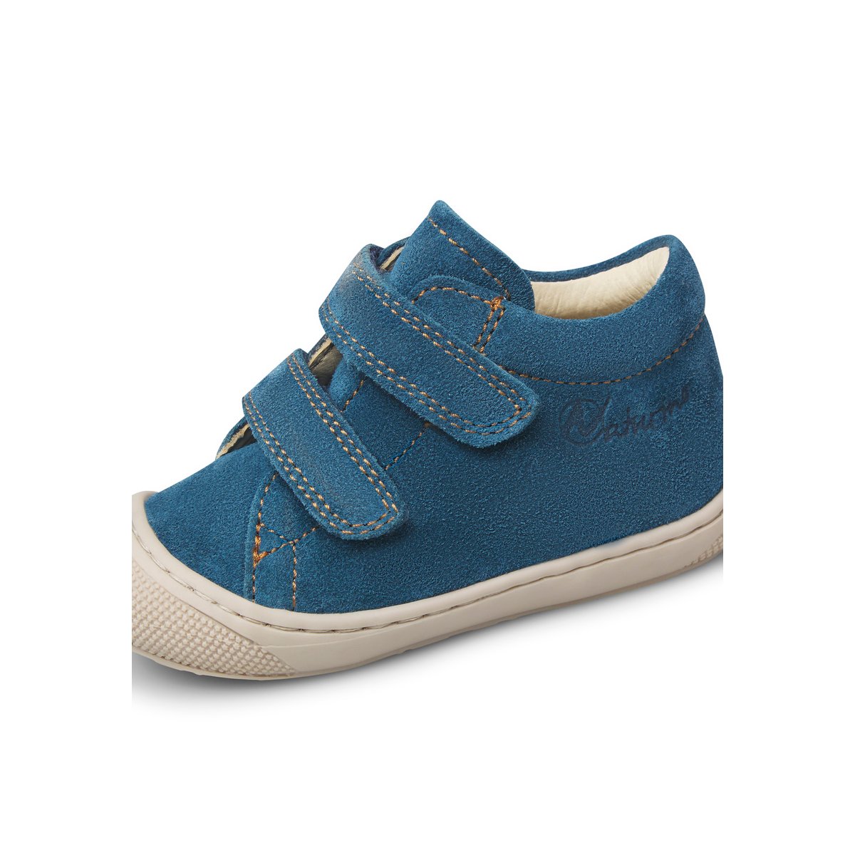 Chaussures premiers pas en suède COCOON VL bleu-blanc, NATURINO
