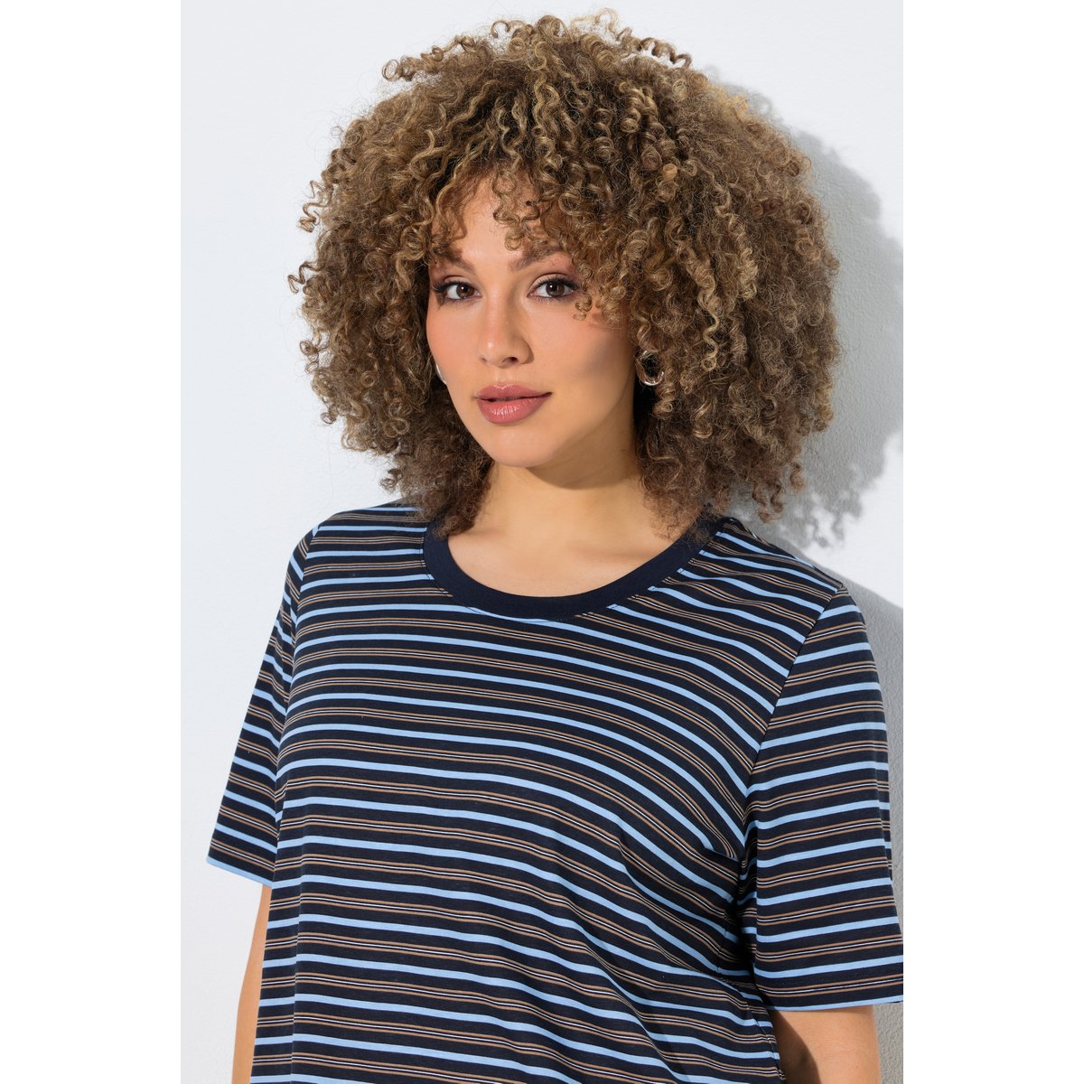 T-shirt rayé, coupe Classic Fit marine, ULLA POPKEN