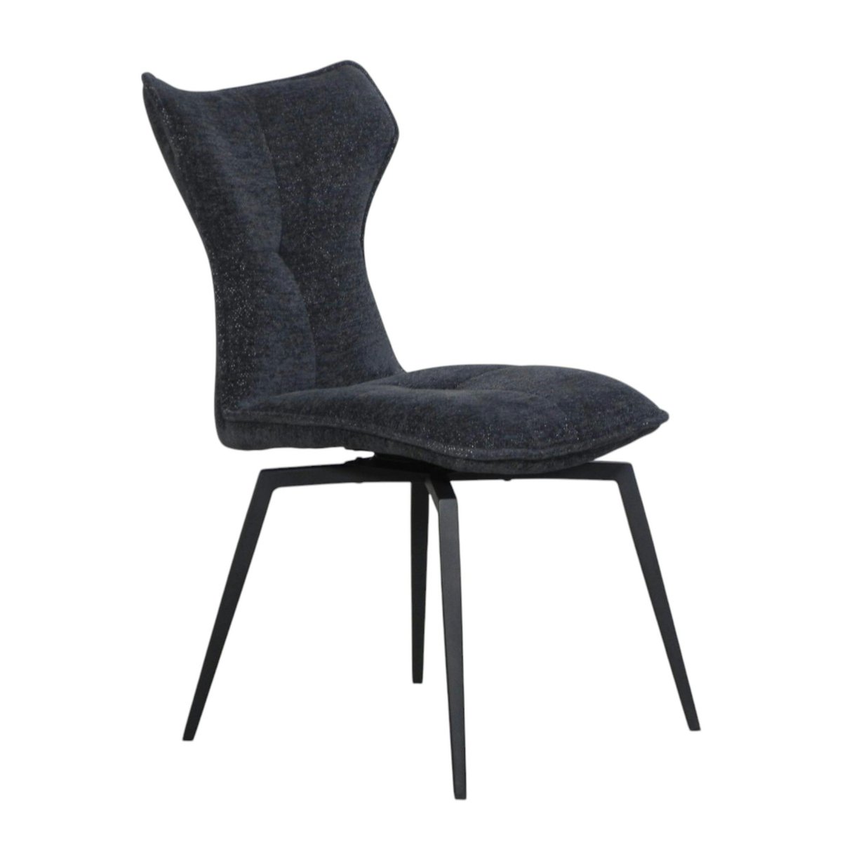 Chaise anthracite pivotante en velours avec passepoil (lot de 2) LOMBARDIE anthracite, PIER IMPORT