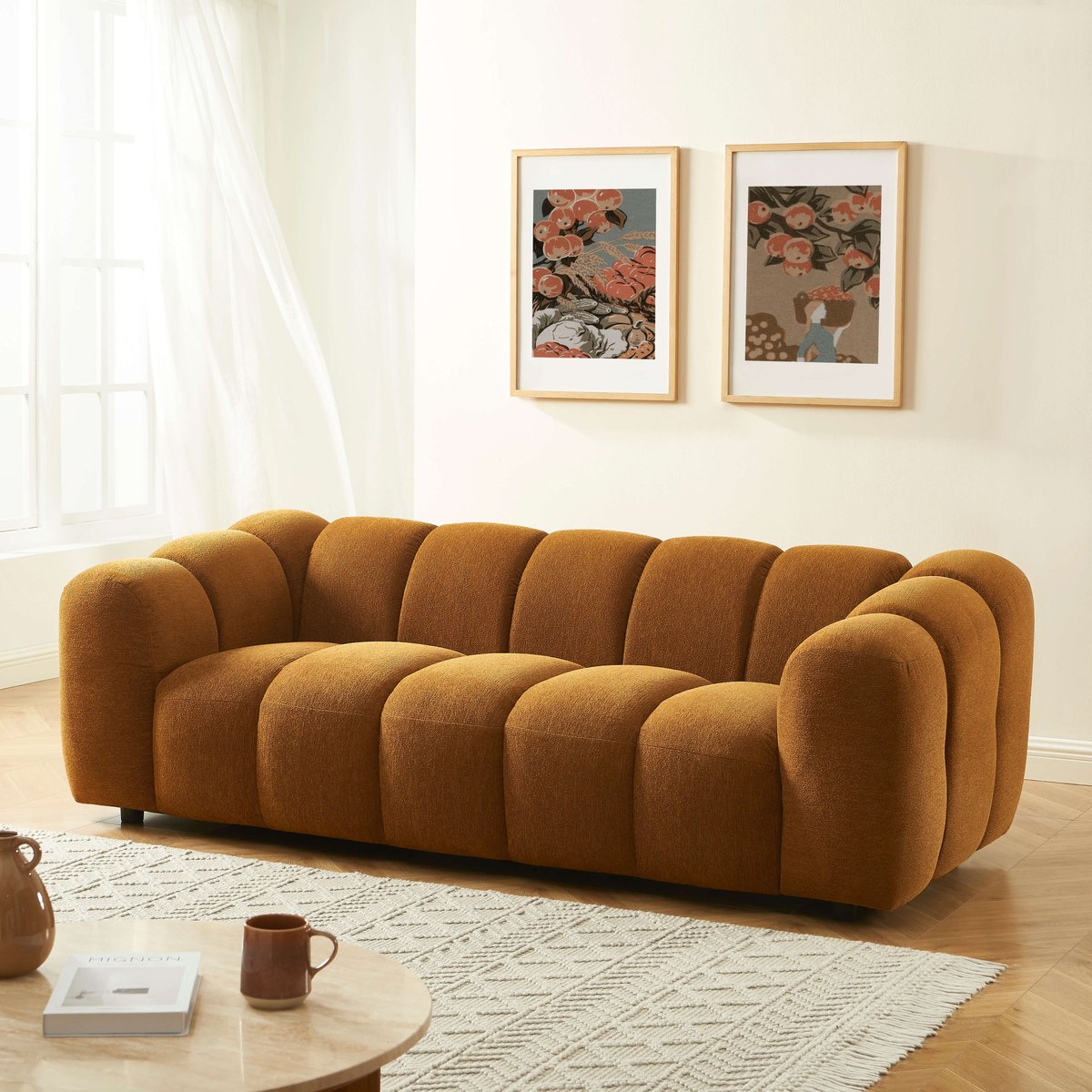Canapé 3 places tissu tweed SUNNY bronze, SORELH