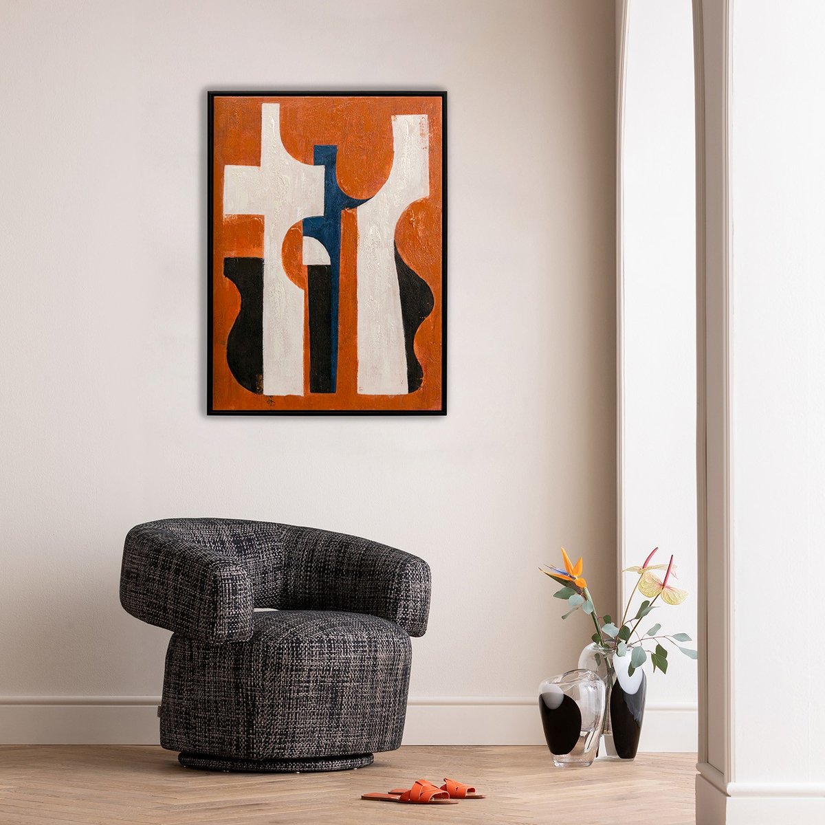 Toile en coton, PINCEAU SHAPE orange, KARE DESIGN