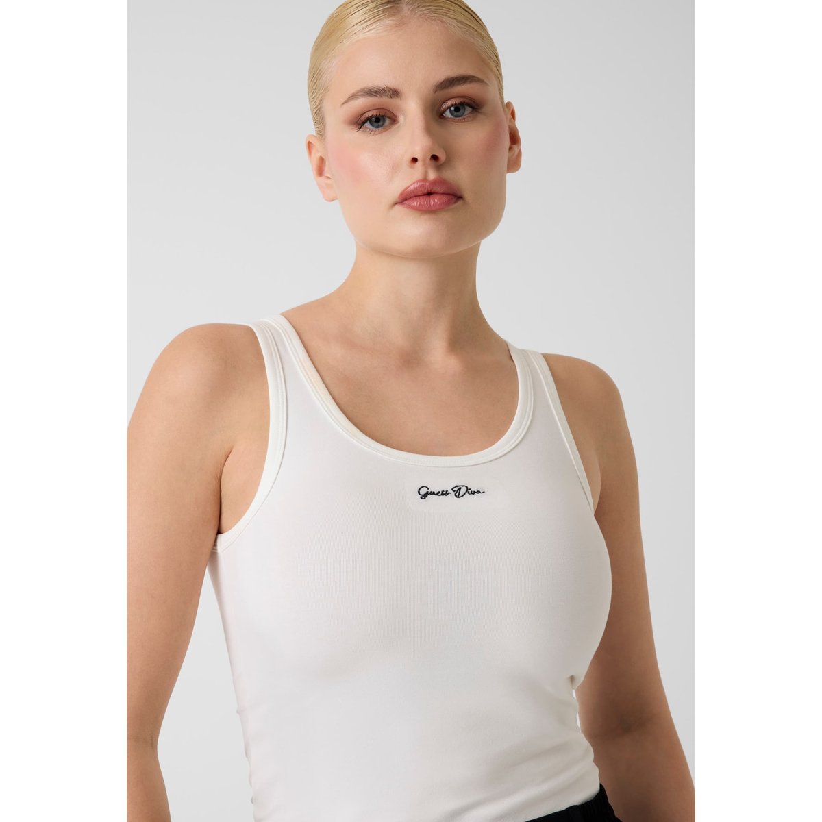 Débardeur Avec Logo Brodé blanc, GUESS
