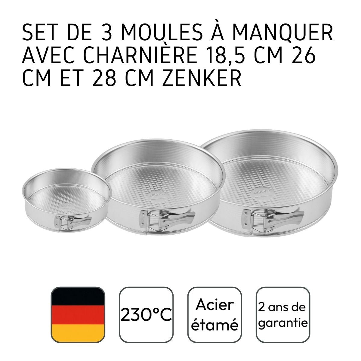 Set de 3 moules à manqué à charnière SILVER gris, ZENKER