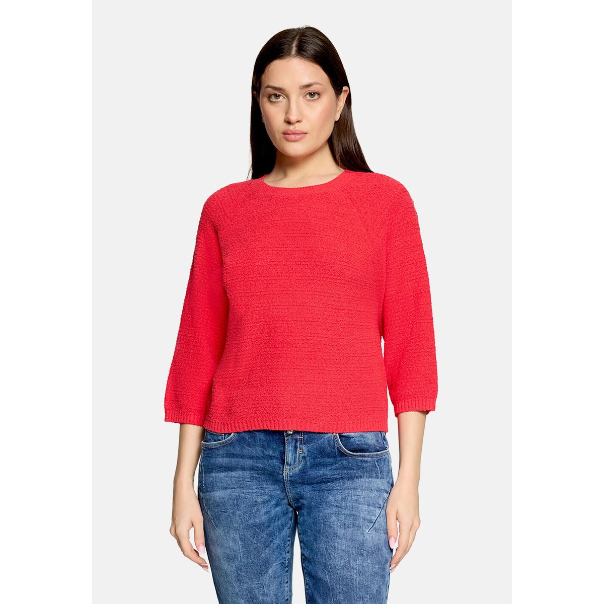 Pull-over en maille à encolure ronde rouge, CARTOON