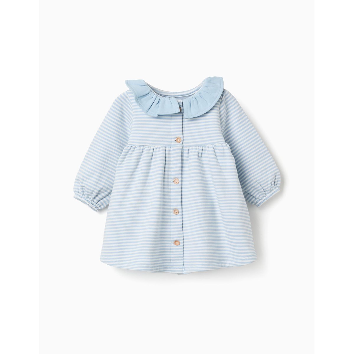 Robe à manches longues en coton peigné à rayures bleu clair, ZIPPY
