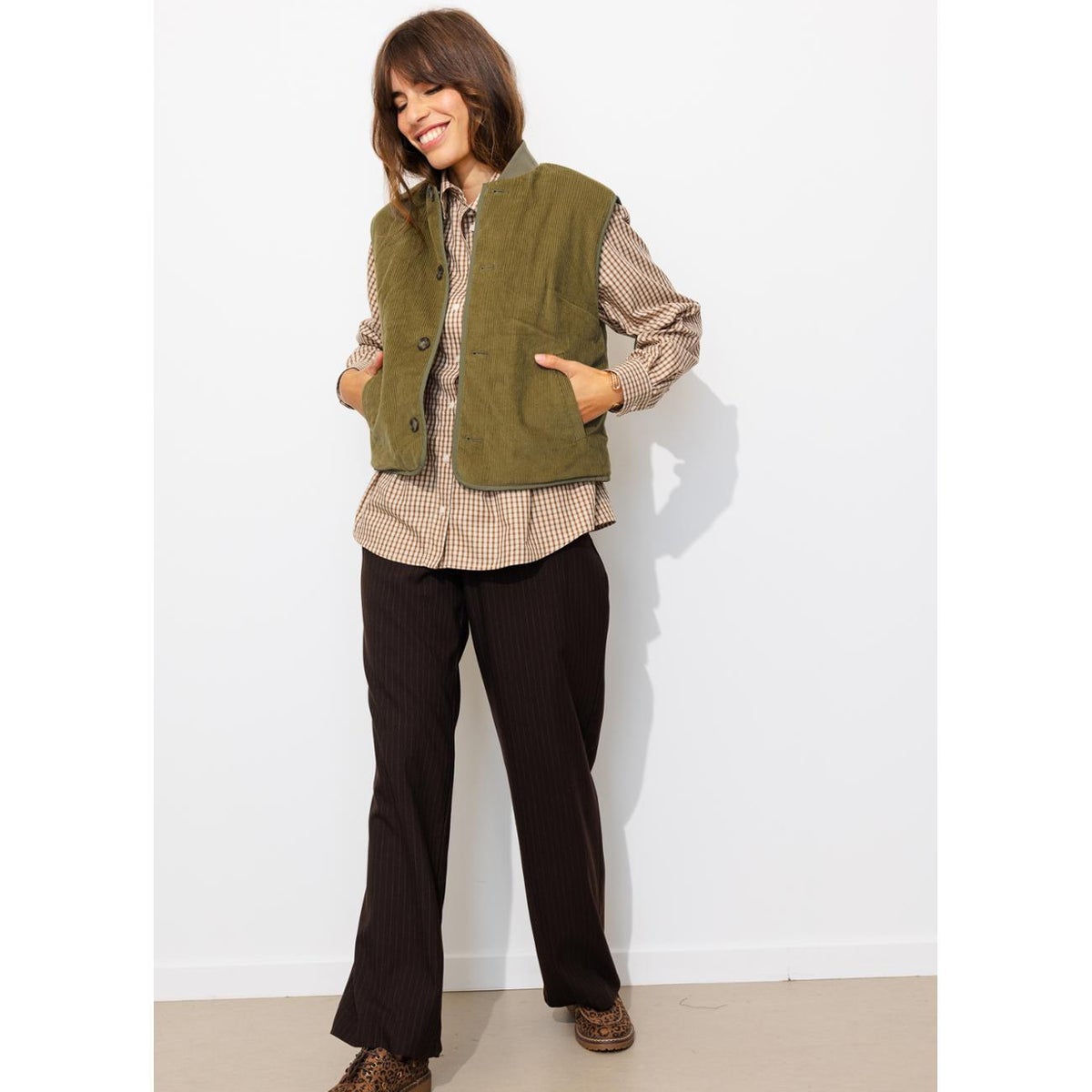 Veste sans manches réversible imprimé kaki, PROMOD