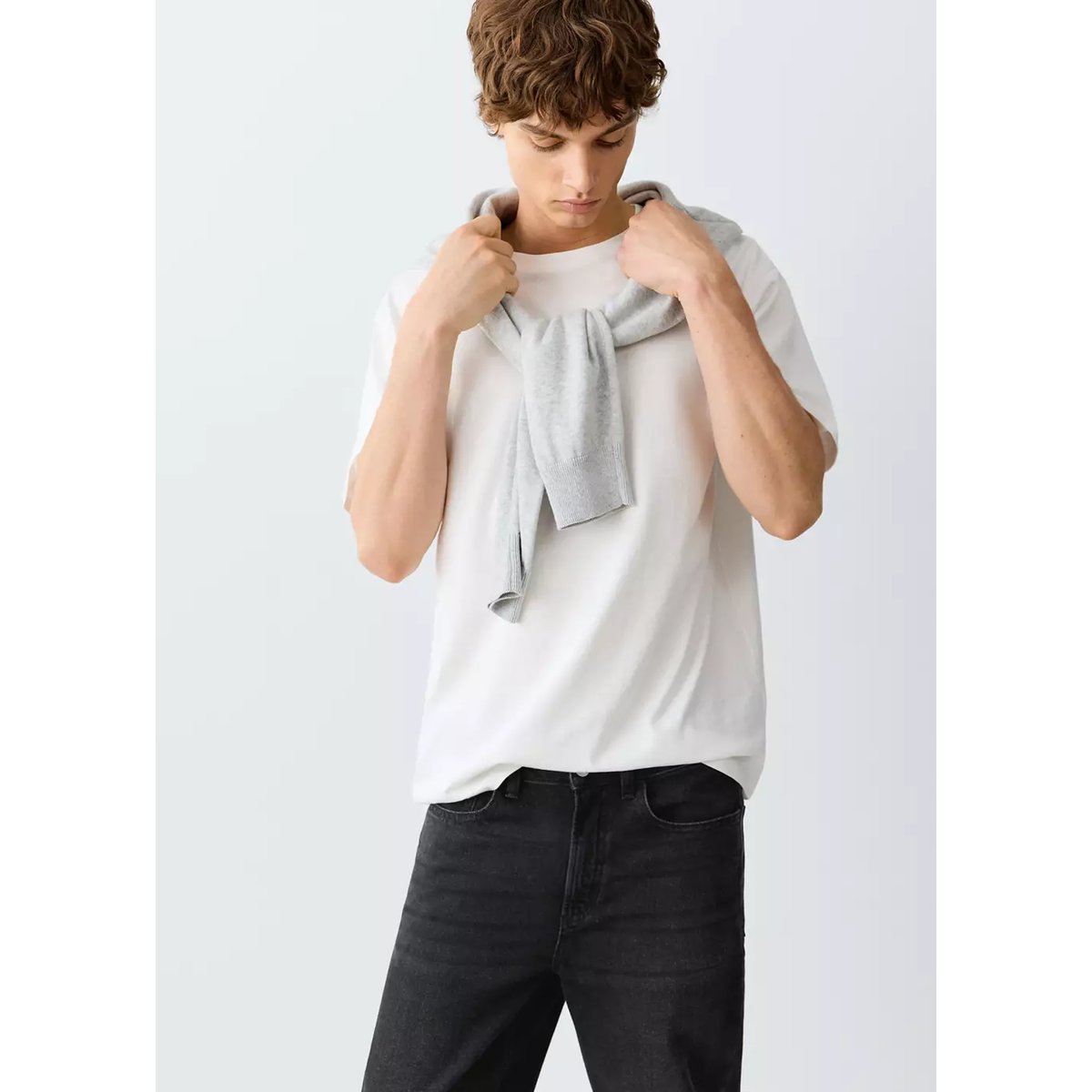 Jean regular-fit black denim, MANGO TEEN
