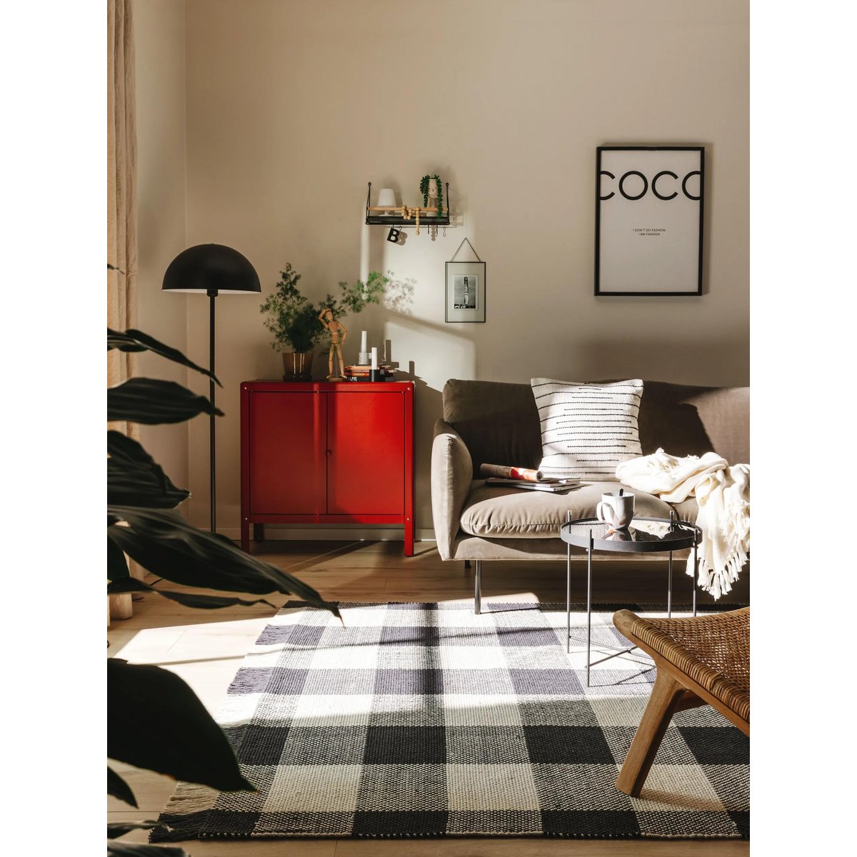 Tapis en coton tissé main LUCY noir/blanc, BENUTA 