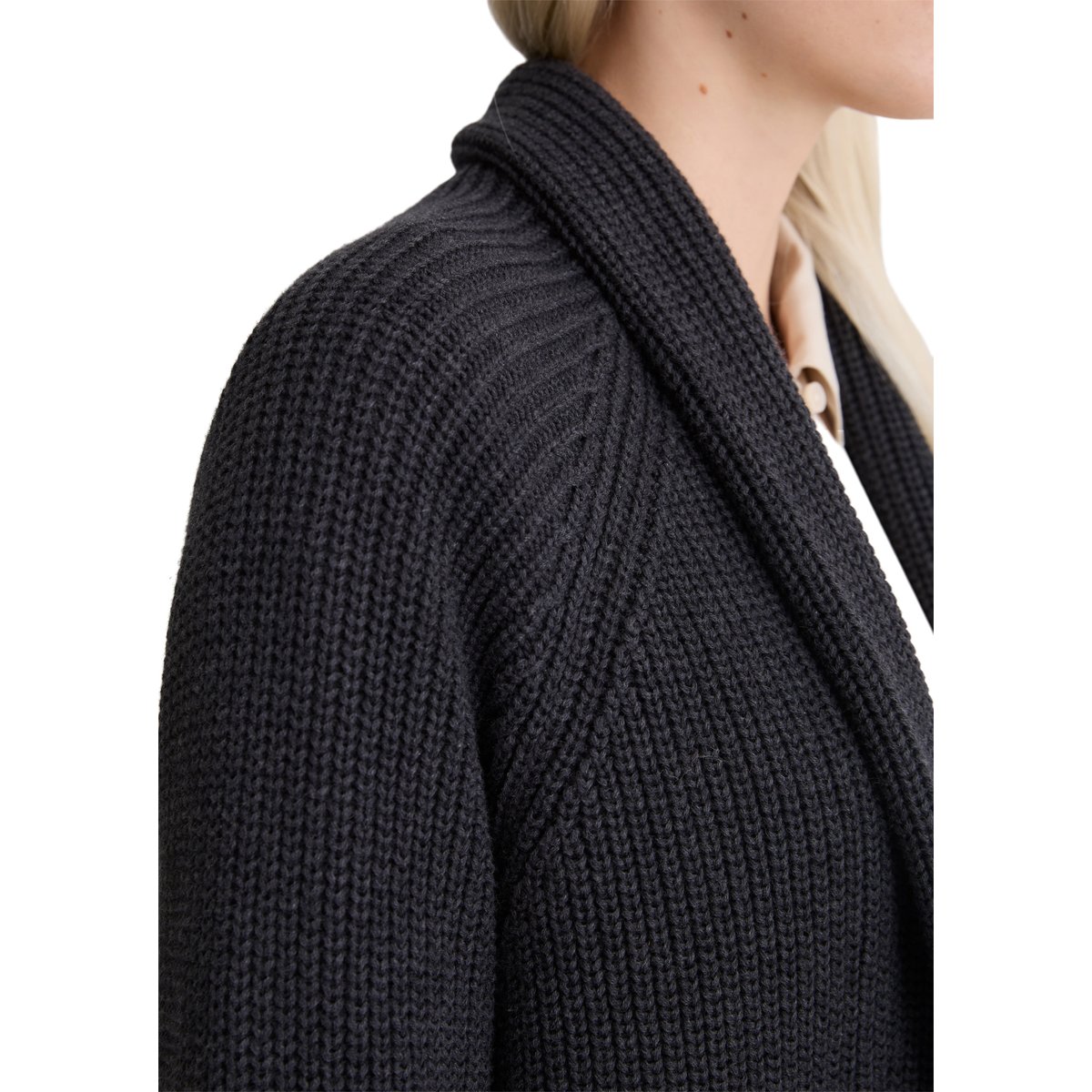 DfC Cardigan regular en coton organique lourd gris fonce, MARC O'POLO