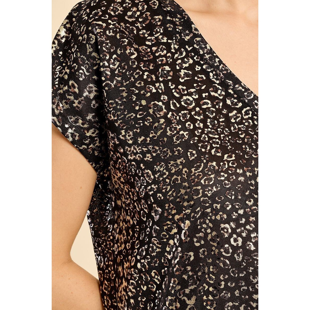 T-shirt met V-hals en print zwart, MOLLY BRACKEN