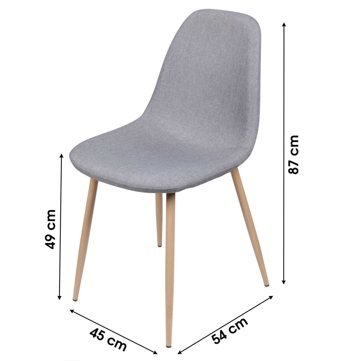 Chaise en Tissu Gris Clair Pieds en Métal Effet Bois gris, WADIGA
