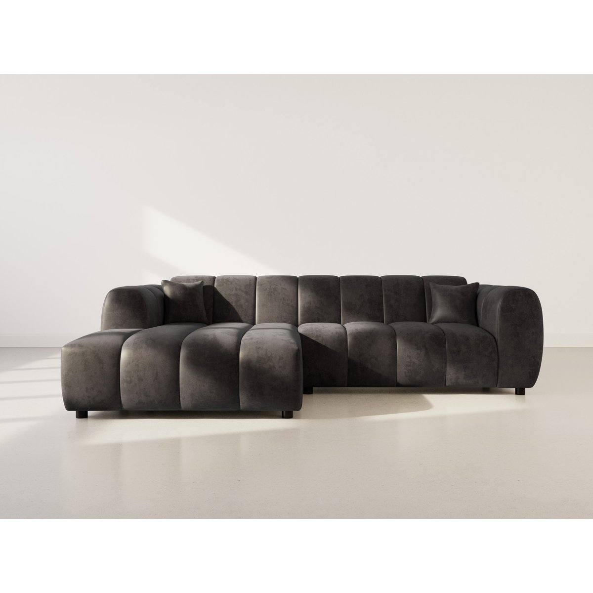 Canapé d'Angle gauche 4 places - CURTIS noir, BEST MOBILIER