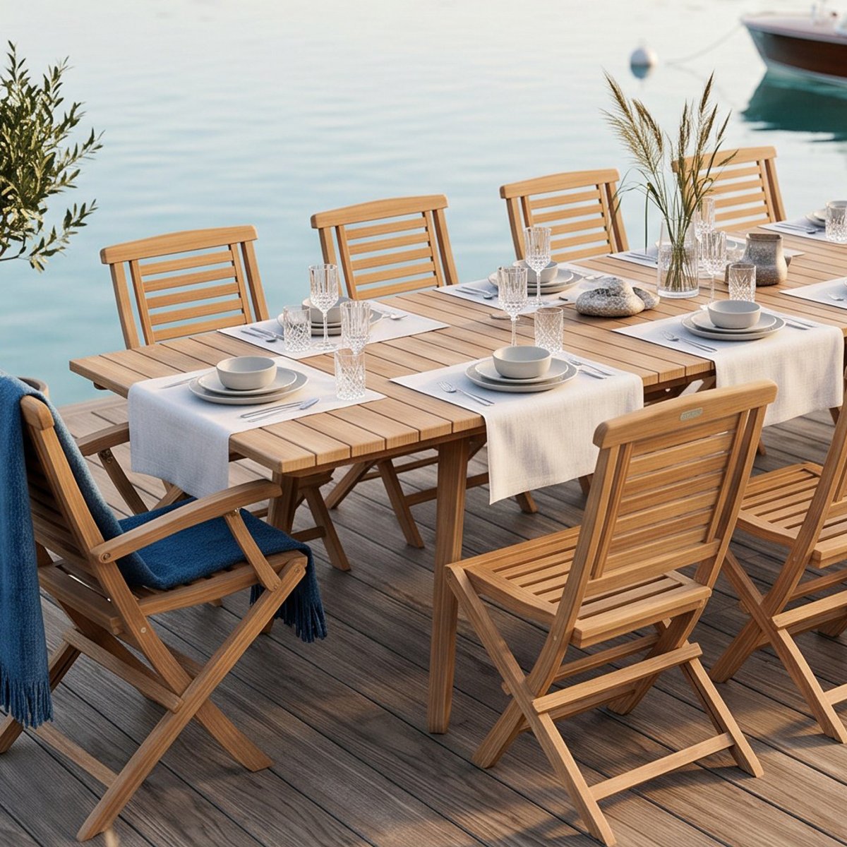Salon de jardin en teck massif Eden, 10 places naturel, TECK ATTITUDE