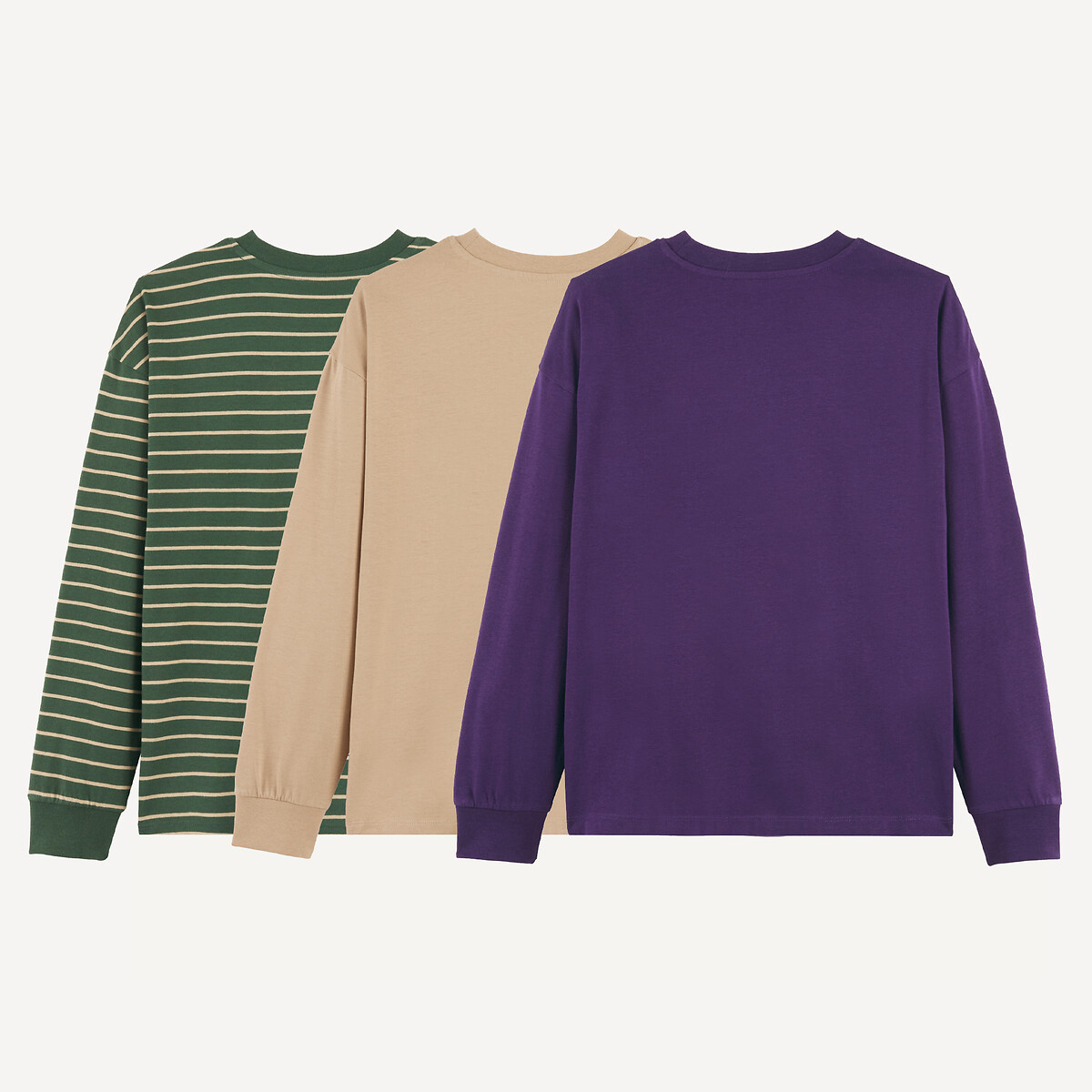 Lot de 3 T-shirts à manches longues imprimés multicolore, LA REDOUTE COLLECTIONS