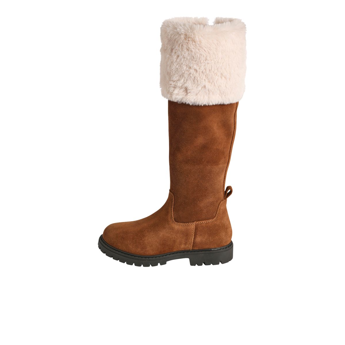 Bottes cavalières fourrées zippées cuir marron, VERTBAUDET