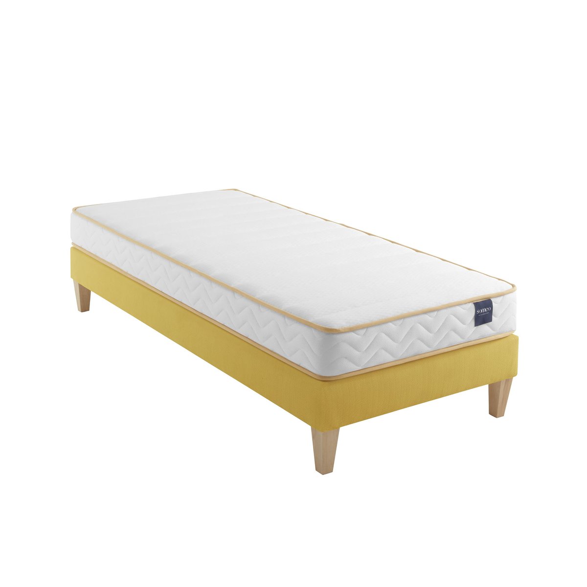 Ensemble matelas mousse, sommier et pieds Aurore 300 blanc, SOMEO