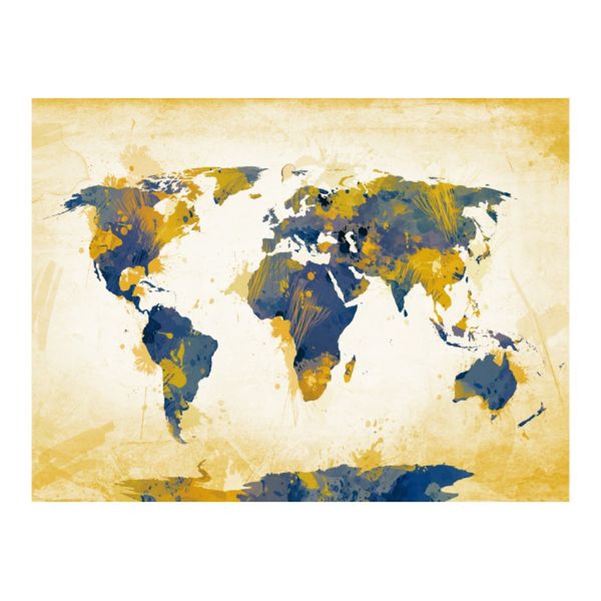 Papier peint intissé panoramique Carte du monde Map of the World - Sun and sky bleu, EDEN