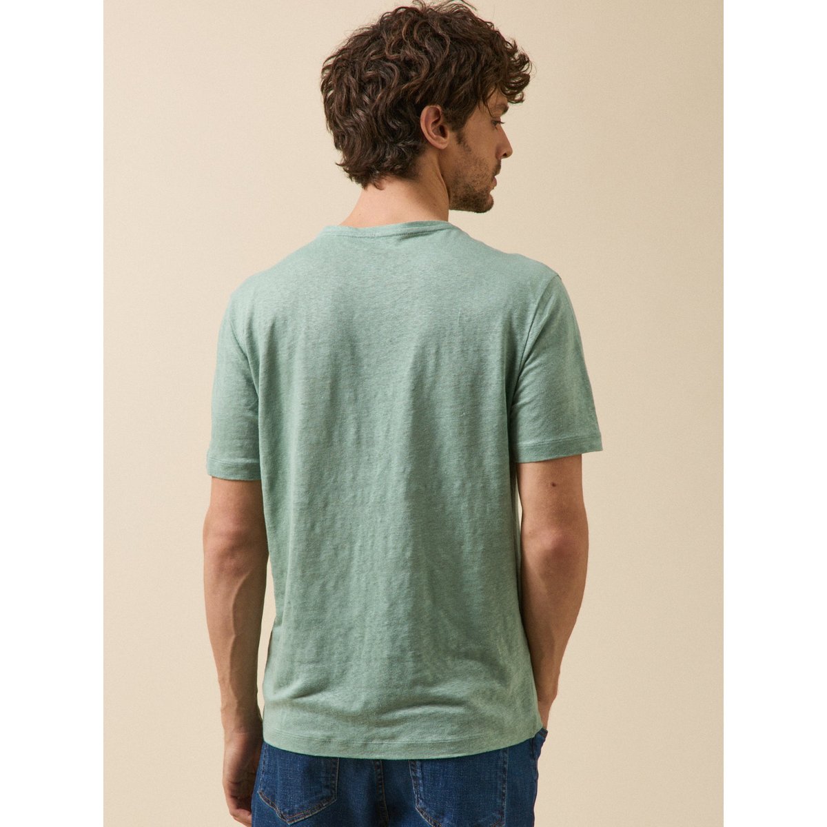 T-shirt lin col rond celadon, CYRILLUS