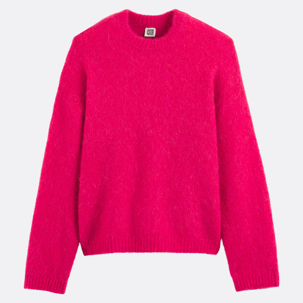 Trui met ronde hals van een mix van geborsteld alpaca, Signature AZELIE roze, LA REDOUTE COLLECTIONS