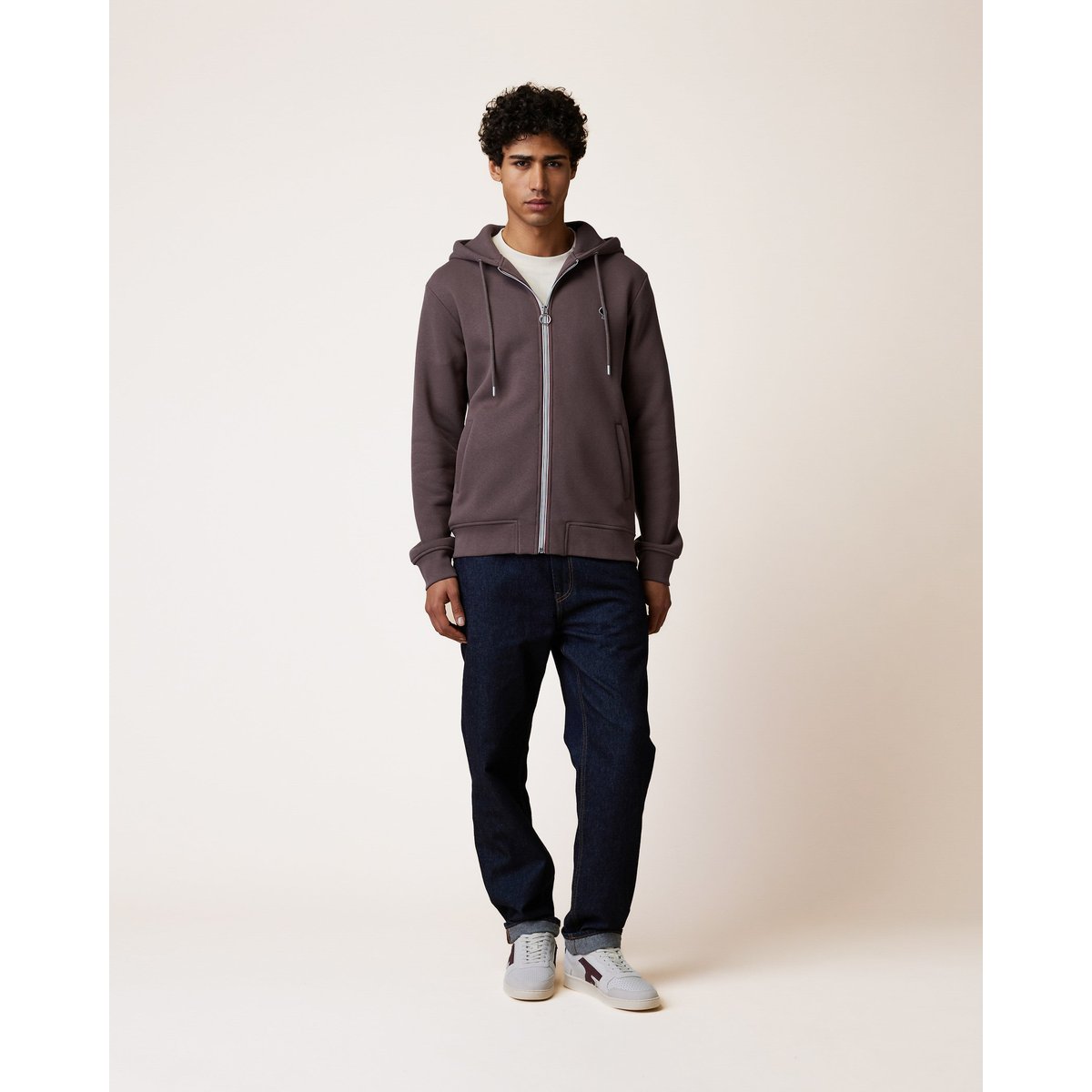 Sweat à capuche en molleton violet grisé, FAGUO