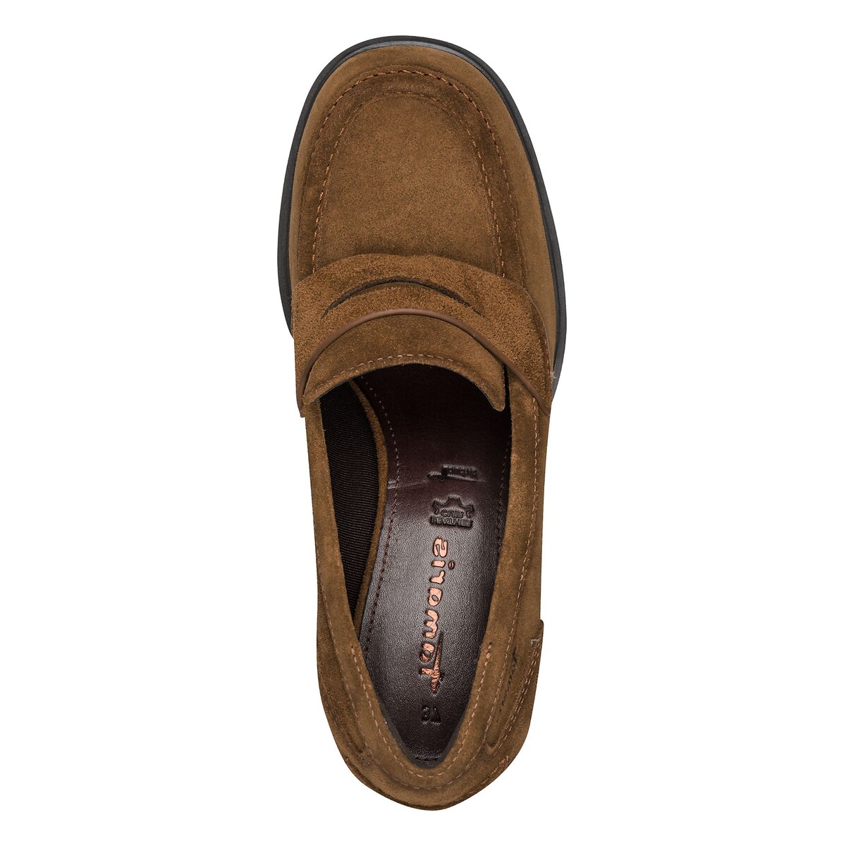 Heeled suede loafers cognac, TAMARIS