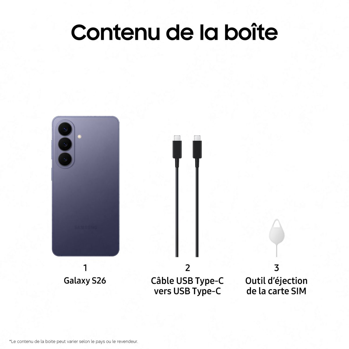 Smartphone Galaxy S26 Violet 512Go couleur unique, SAMSUNG