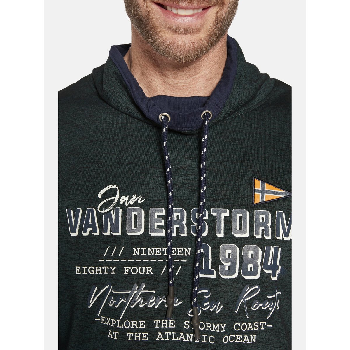 Sweatshirt SVERRE vert foncé mélange, JAN VANDERSTORM