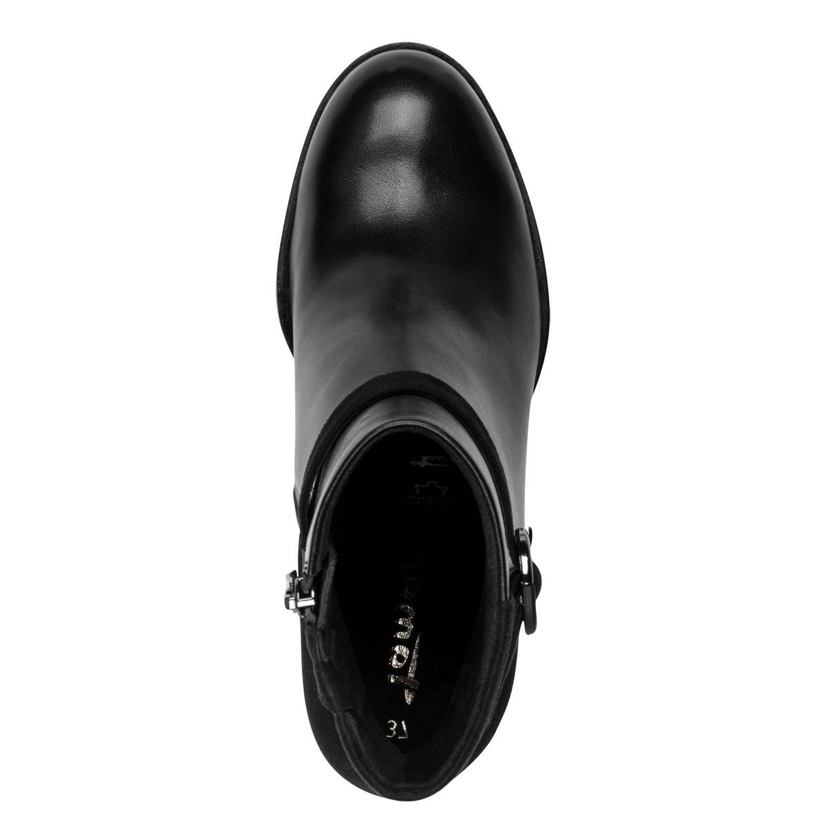 Bottine en cuir noir, TAMARIS
