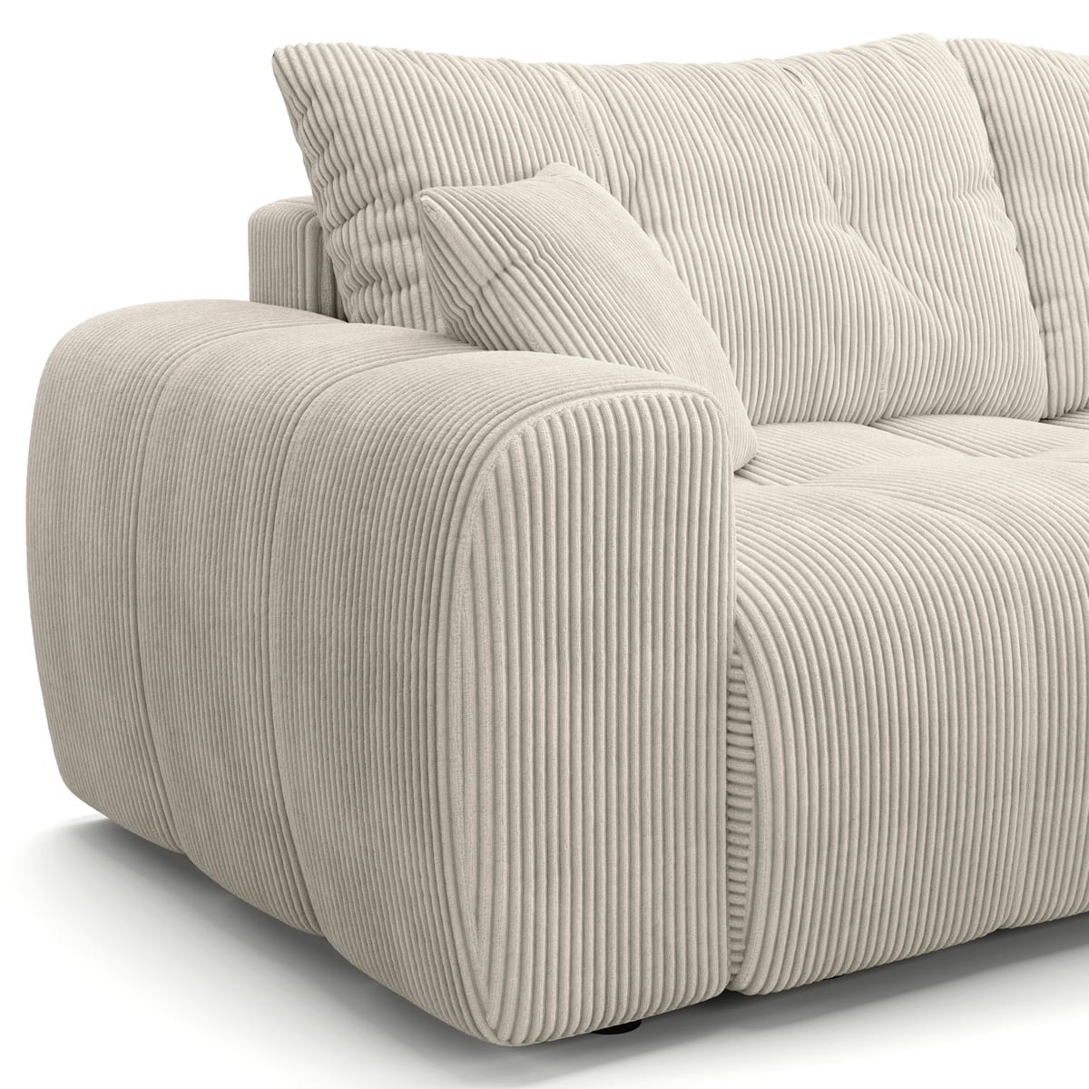 Canapé d'angle réversible convertible 4 places en velours côtelé - ALBA beige, HOMIFAB
