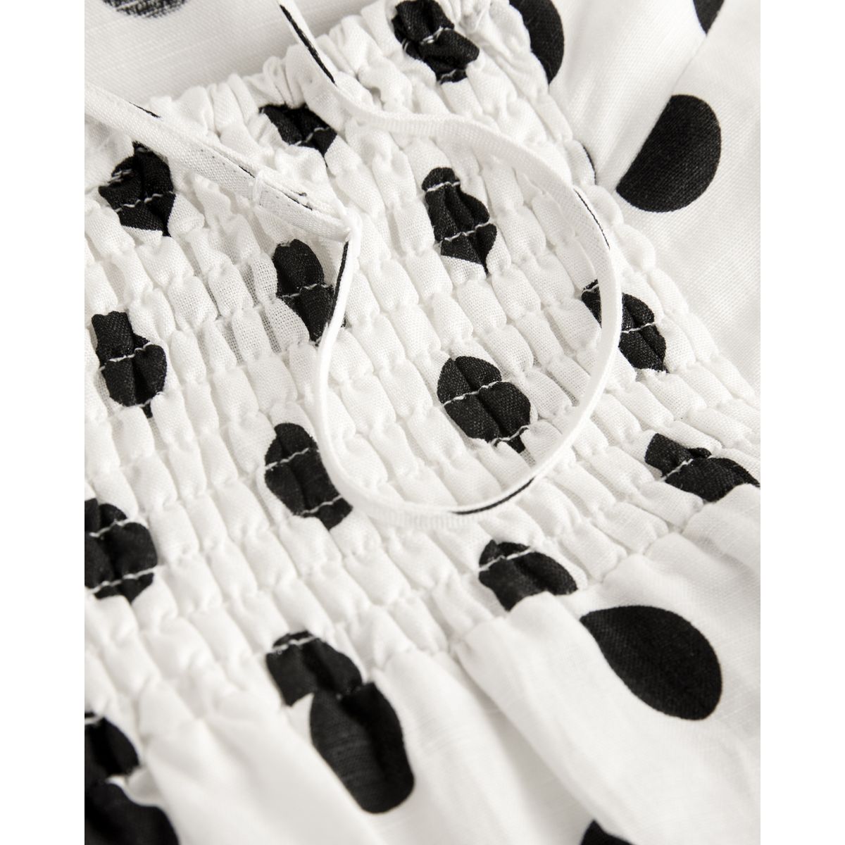 Robe longue caraco à encolure carrée mélange de lin à pois monochromes, NEXT