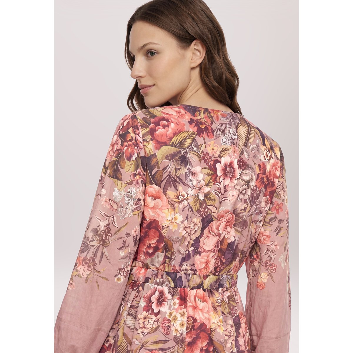 Robe longueur midi à imprimé dark pink/rosé, VERA MONT