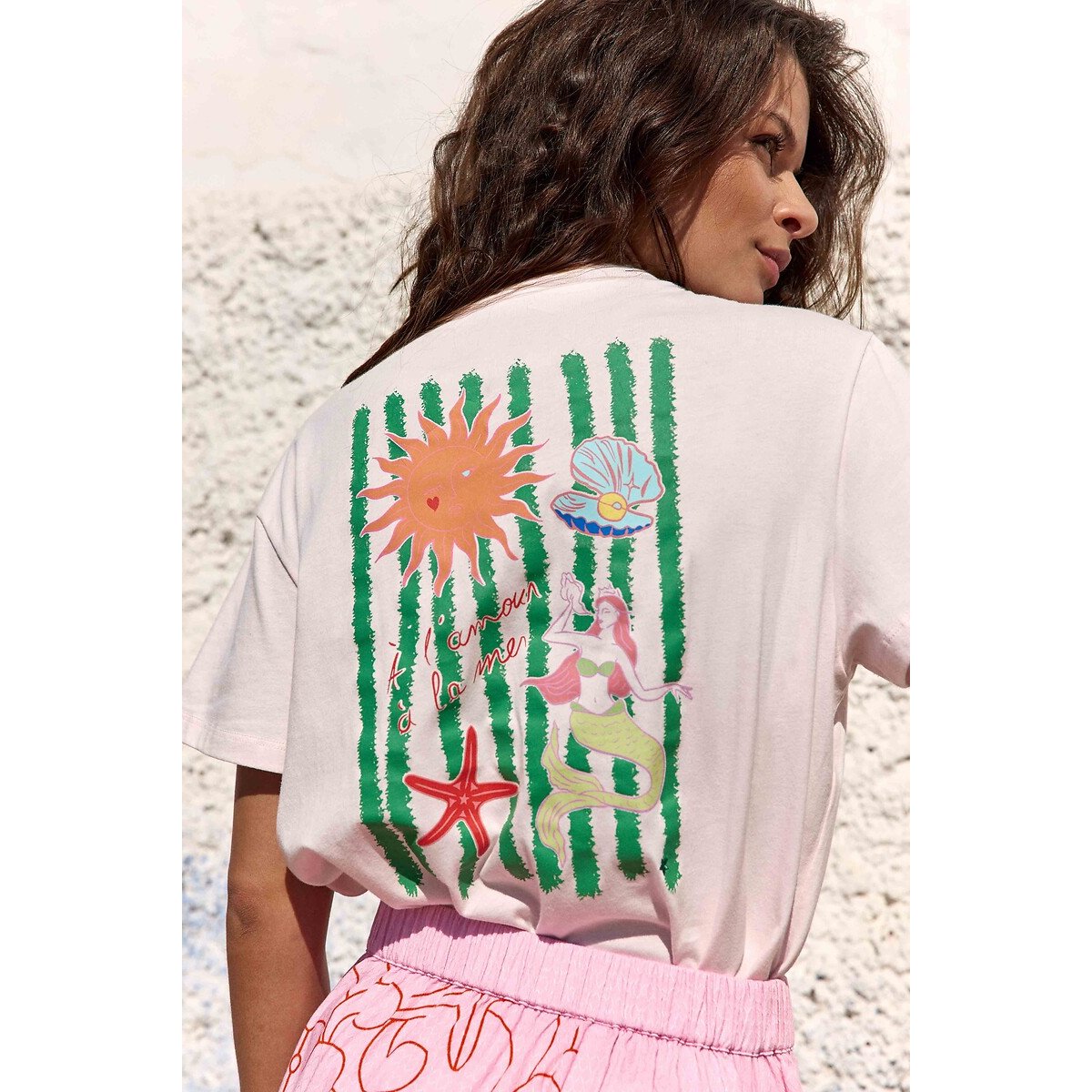 T-shirt manches courtes imprimé devant et dos, TIRENE rose clair, LA PETITE ETOILE