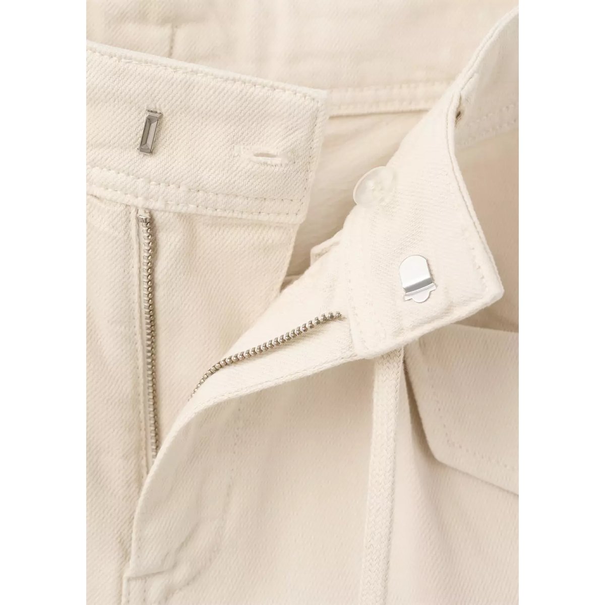 Short denim poches à revers écru, MANGO