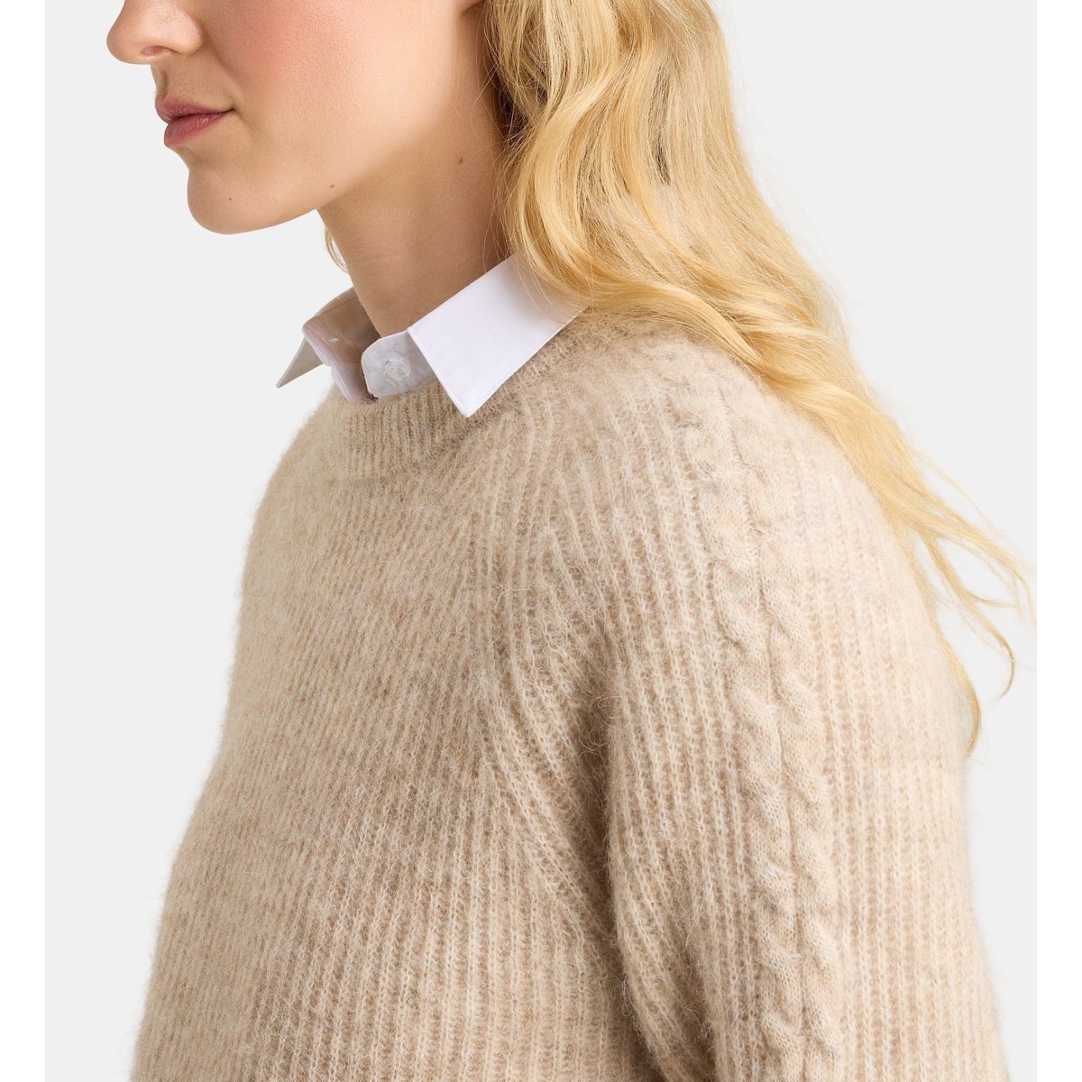 Pull droit friend r maille mousseuse beige, GALERIES LAFAYETTE