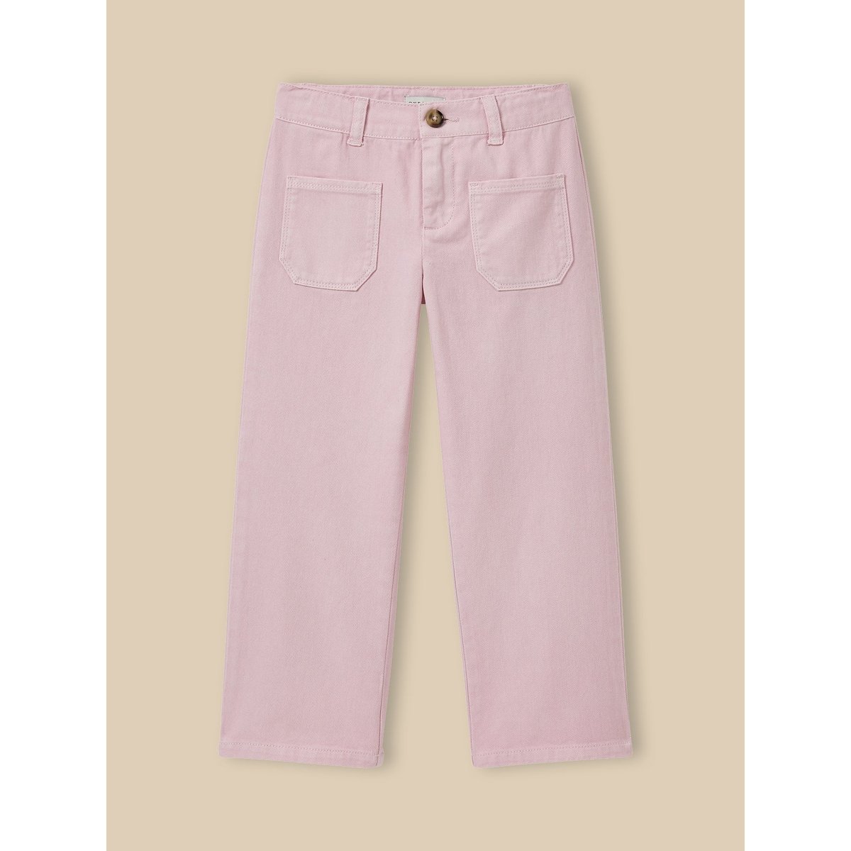 Pantalon droit en denim rose tendre, CYRILLUS