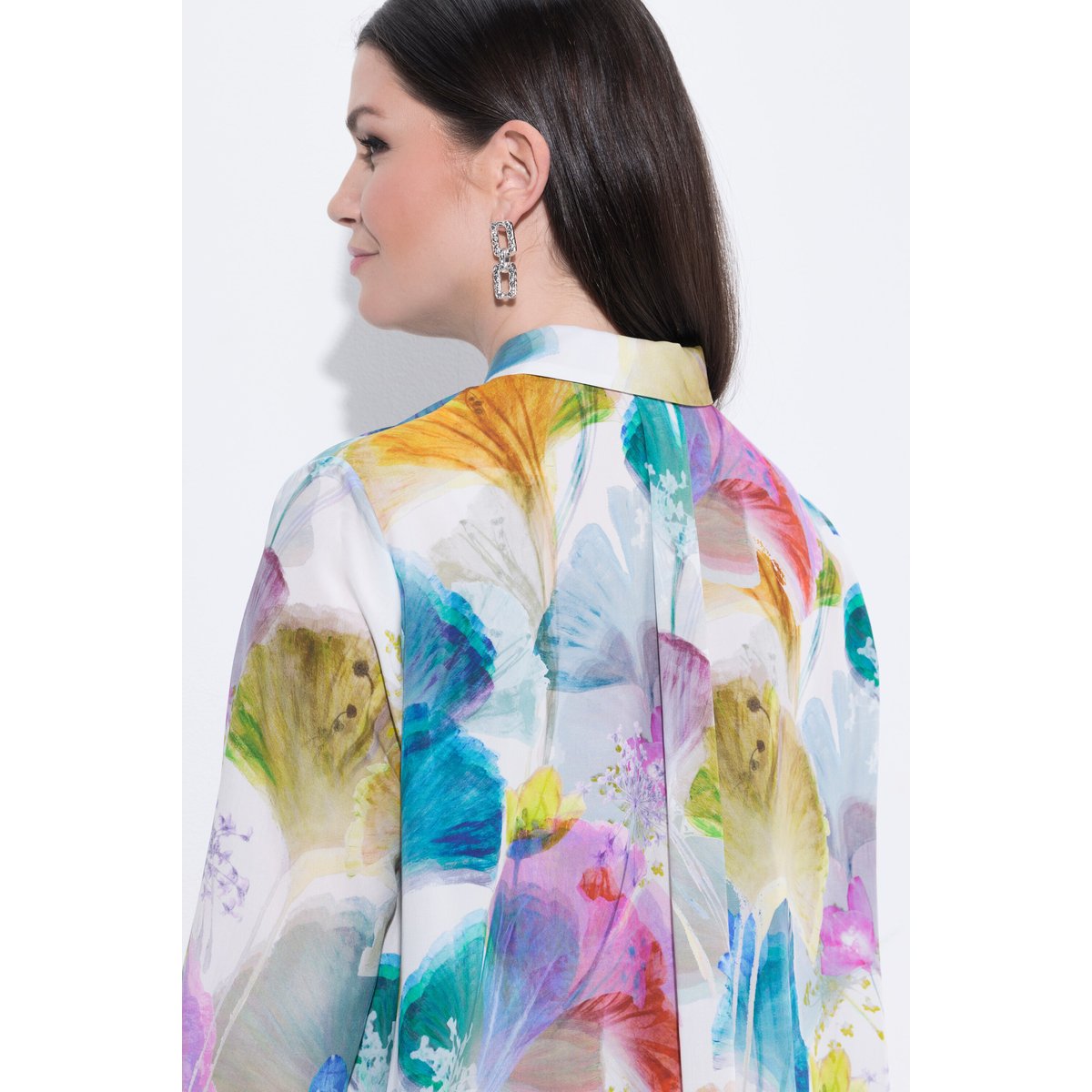 Blouse en lyocell, ourlet en pointe blanc neige, ULLA POPKEN