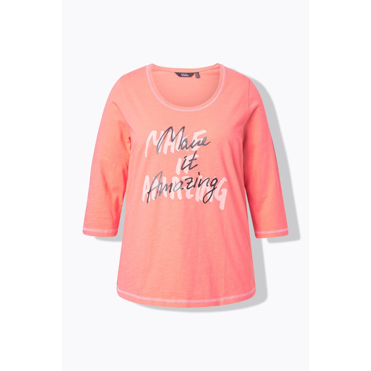 T-shirt avec message corail, ULLA POPKEN