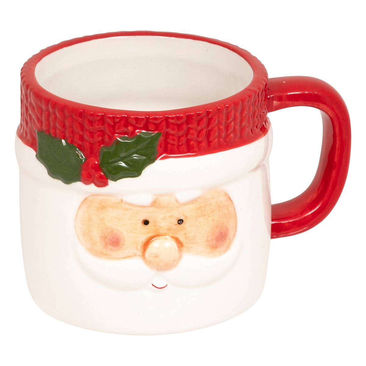 Set de 2 mugs empilables Père Noël H17,6 cm céramique rouge, ATMOSPHERA