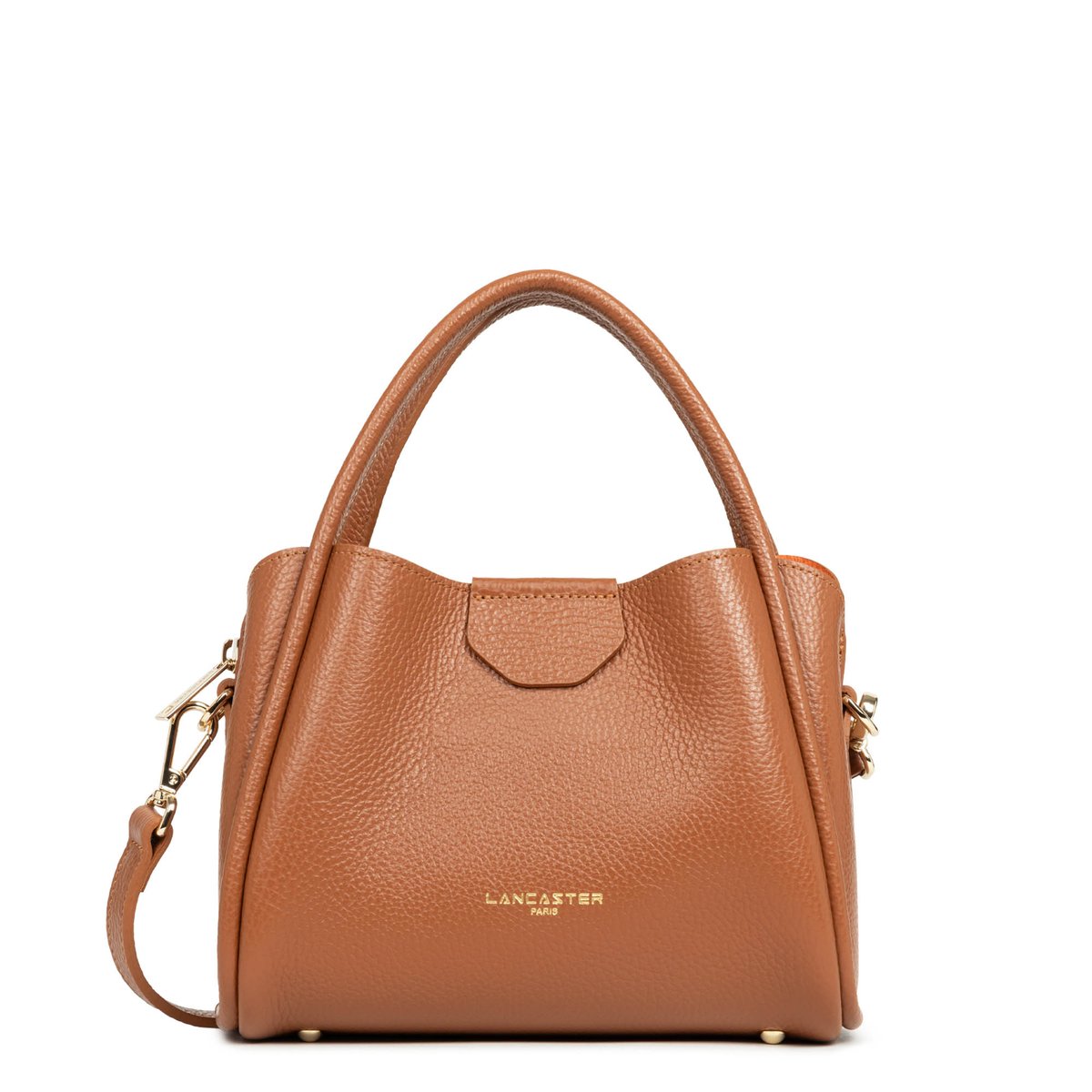 Sac à main en cuir grainé avec bandoulière camel - in - orange, LANCASTER
