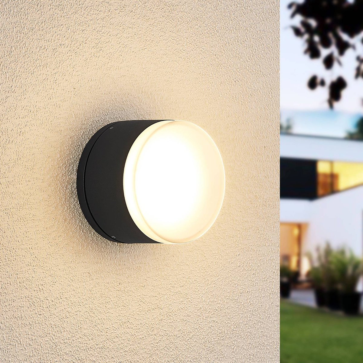 Plafonnier extérieur en aluminium moderneLED gris foncé, blanc, LINDBY