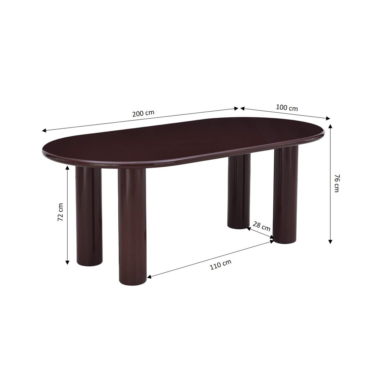 Table de séjour laquée brillante NORI marron, SORELH