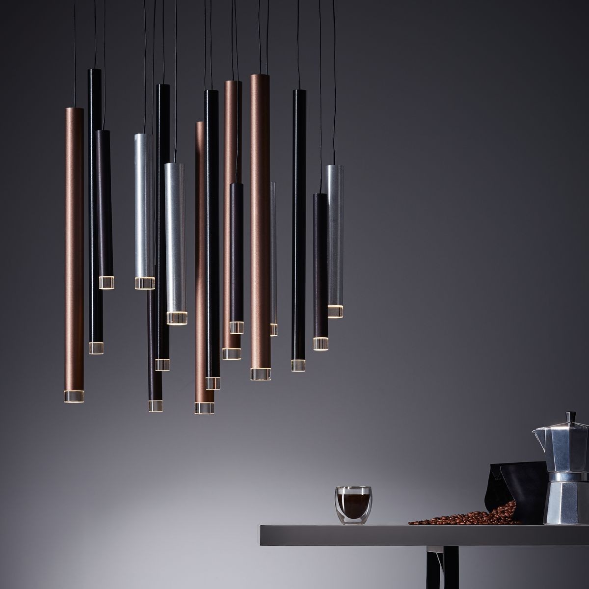 Suspension    lumière chaude  CEMBALO marron, BRILLIANT