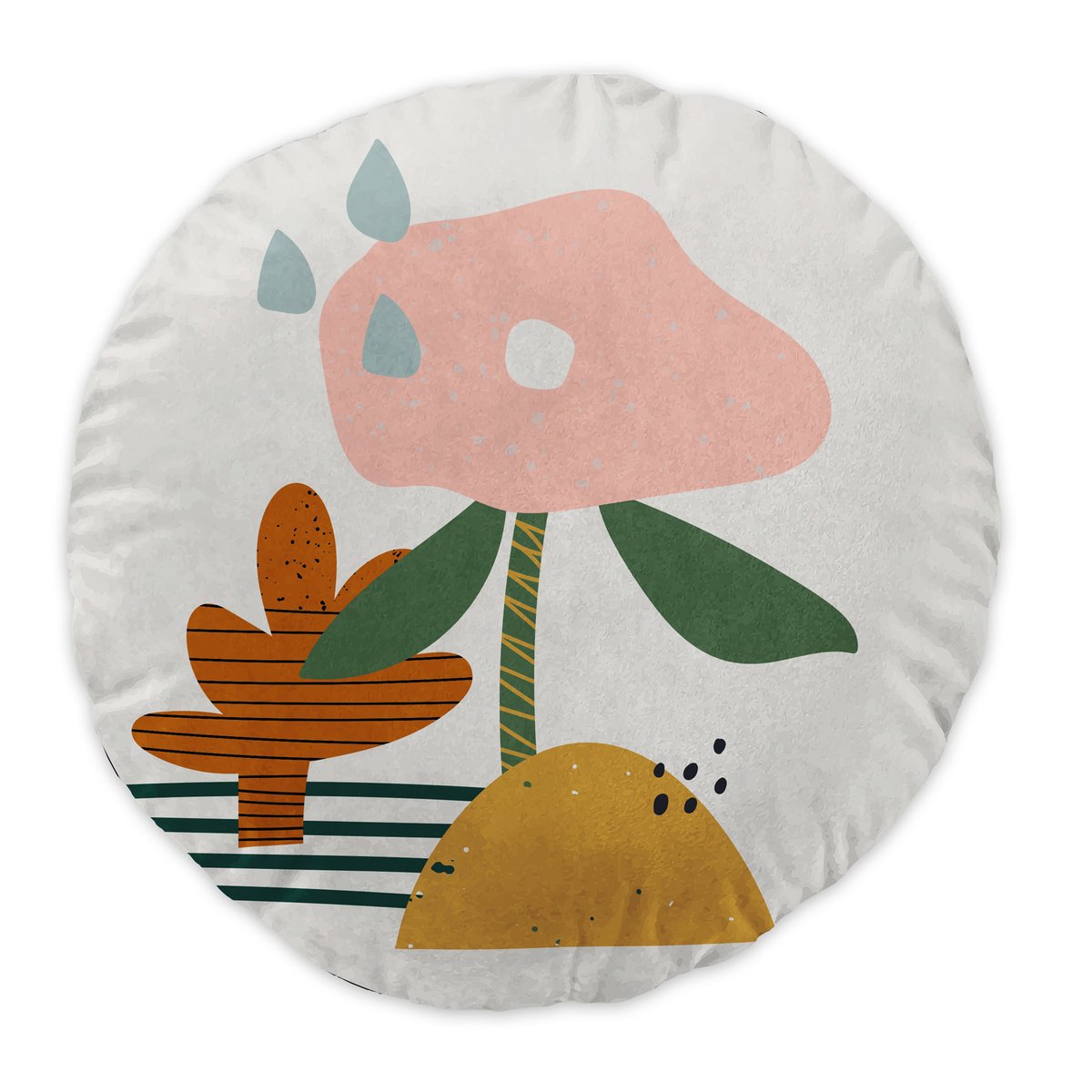 Coussin rond dessin d'enfant blanc, EDEN