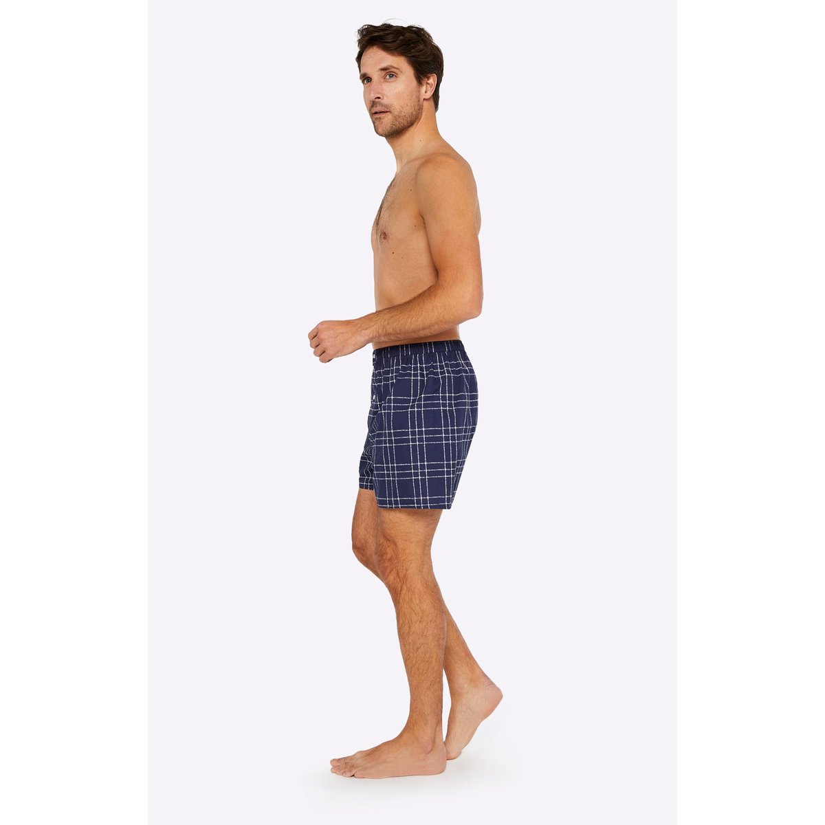 Caleçon classique en coton, imprimé Lewis marine, ARTHUR